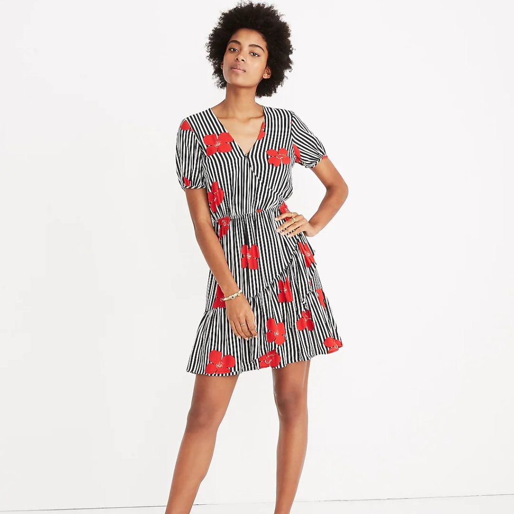 Ruffle-Wrap Dress in Candied Orchids